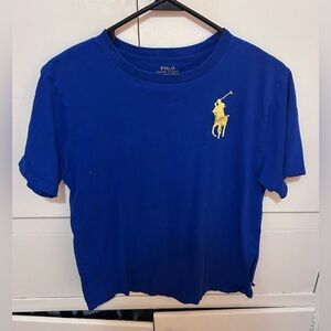 Polo Ralph Lauren Blue T-Shirt with Yellow Logo size BOYS large 14/16